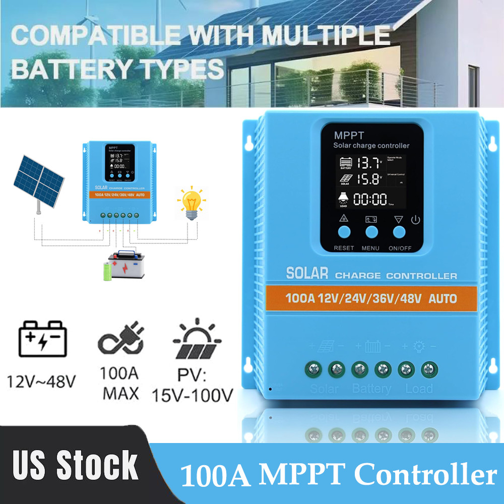 4000W MPPT Solar Charge Controller 100A/12V 24V 36V 48V Battery PV Regulator