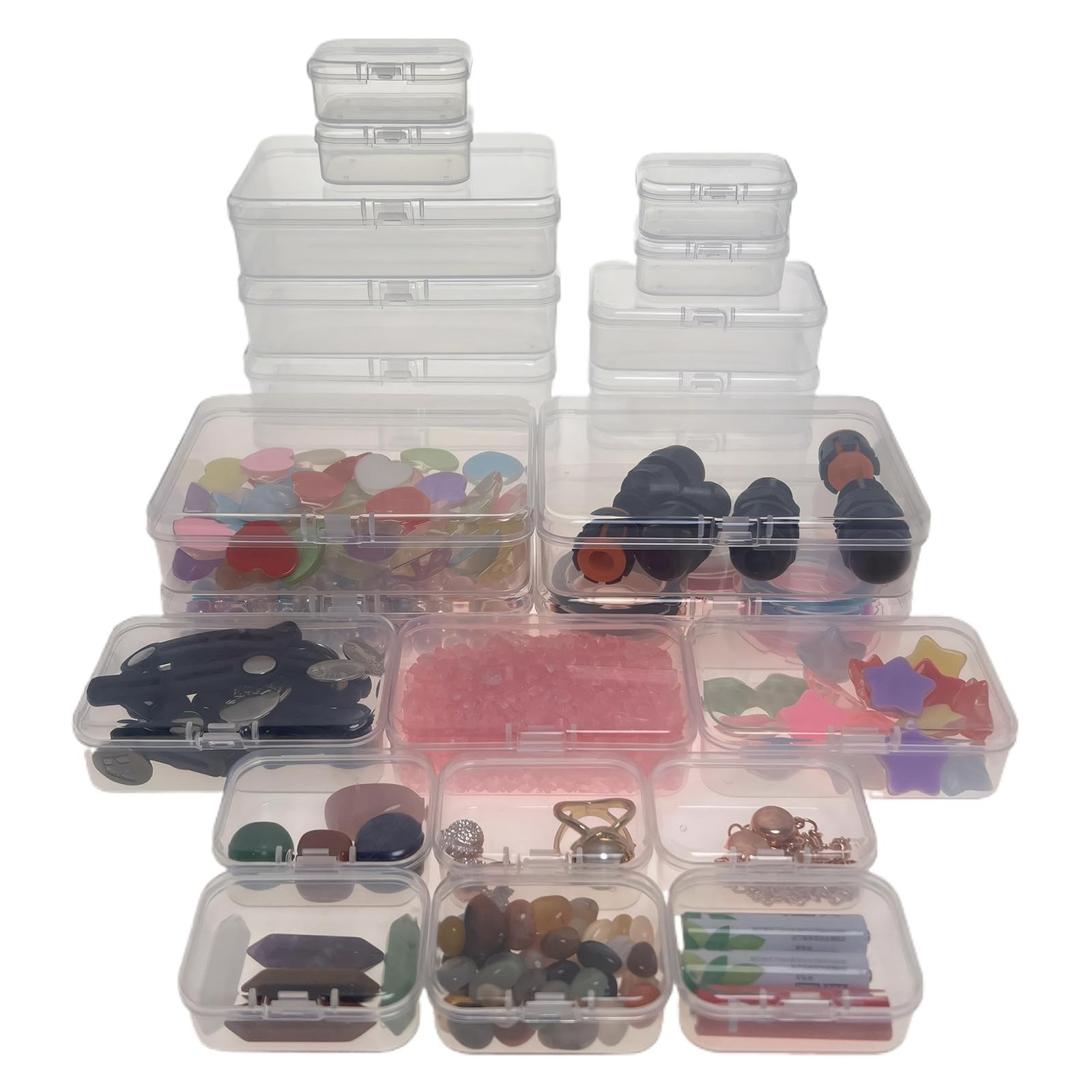 Bead Organizers and Storage-28 Pcs Small Plastic Boxes,Mini Clear Plastic Sto...