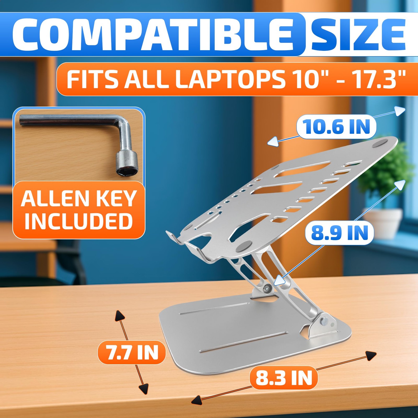 Laptop Stand Height Angle Adjustable Computer Desk Holder Vented Riser
