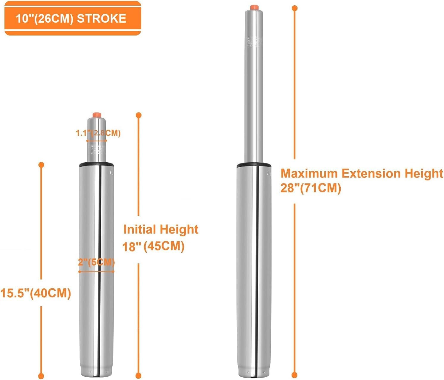 McDooFly Drafting Stool Bar Gas Lift Cylinder Replacement 18"-28" Long