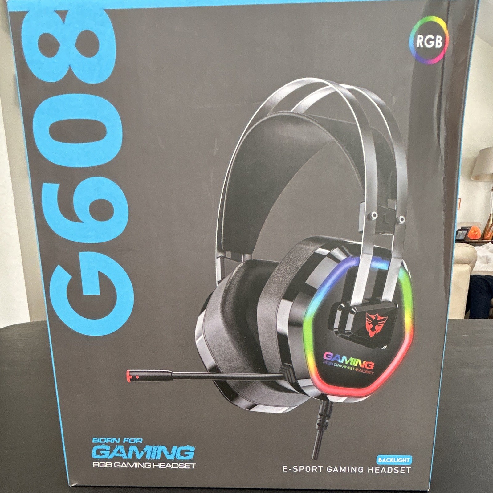 G608 RGB Over-Ear Gaming Headset Black w/ Boom Mic, Adjustable Headband OPEN BOX