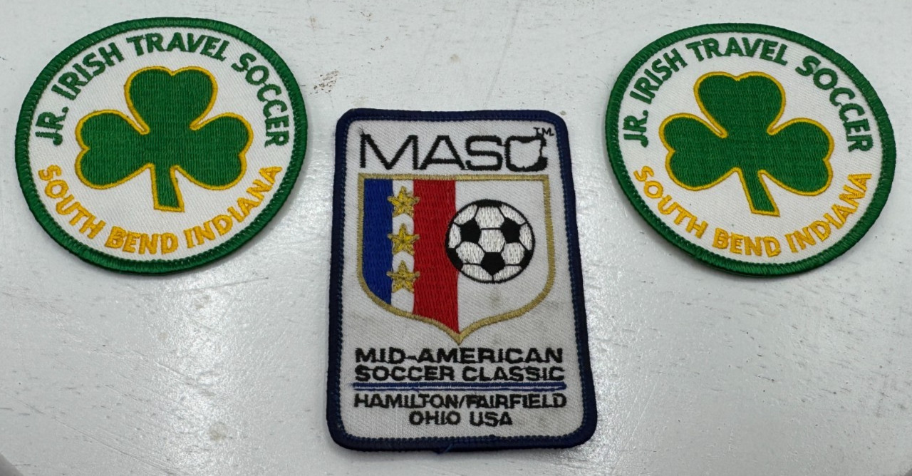 Lot of 3 Vintage Soccer Tournament Patches Embroidered South Bend Indiana Irish
