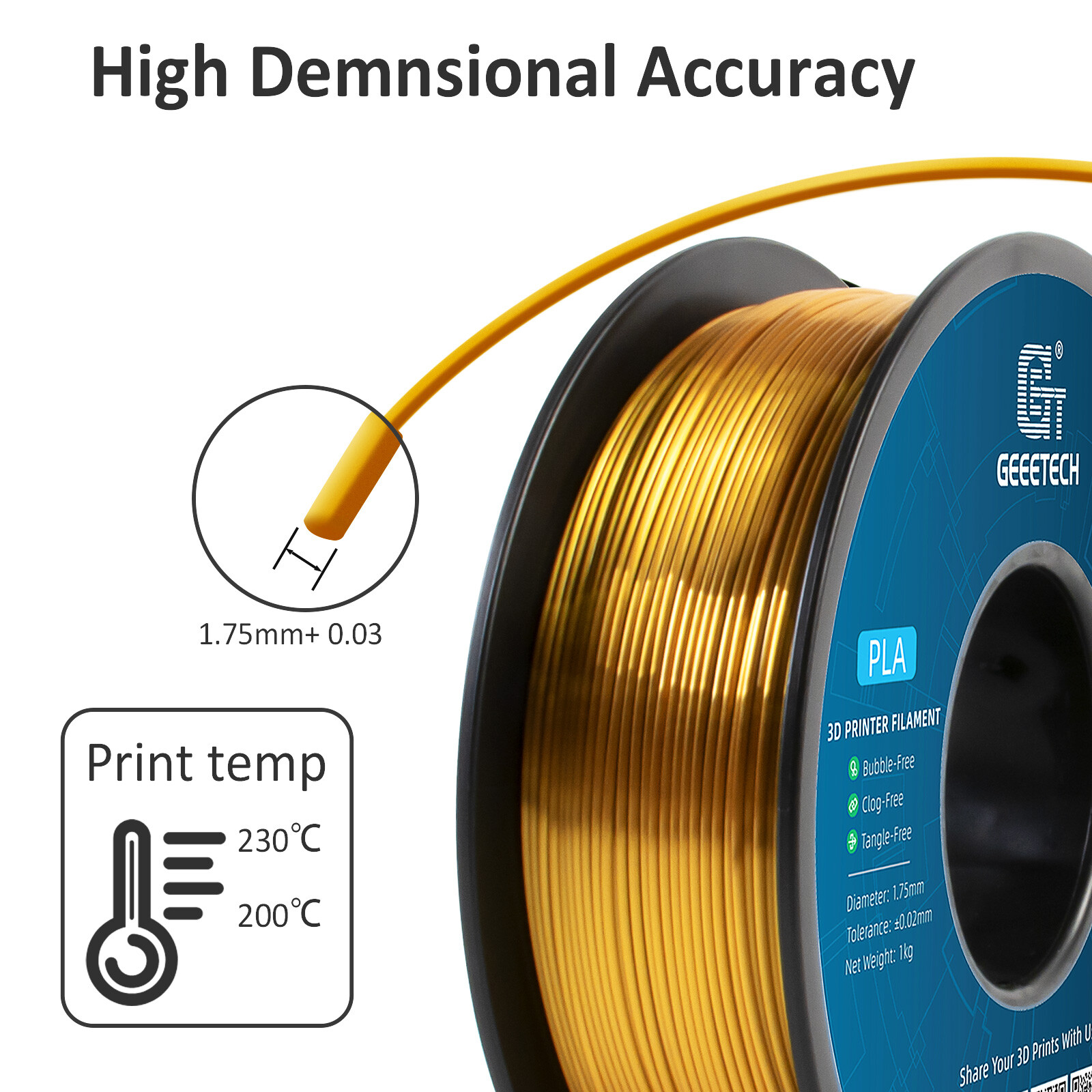 Geeetech 3D Printer Filament Silk PLA 1.75mm 1KG Multicolor For FDM 3D Printer