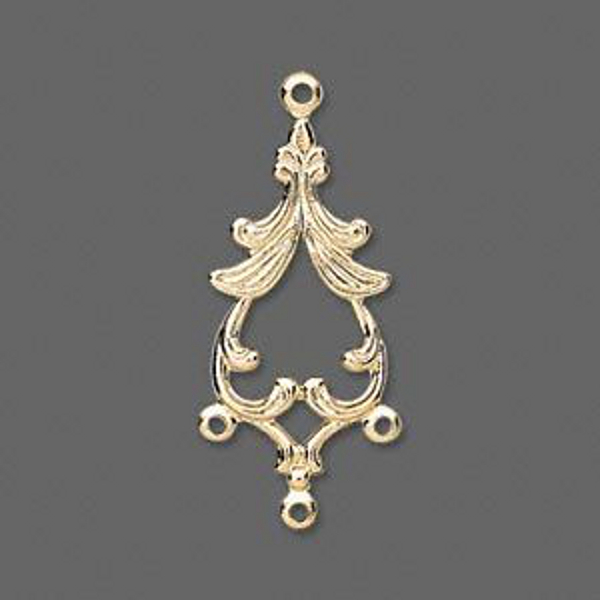 Chandelier Jewelry Findings Link Pendants 33mm Gold Fancy Drop Lot of 10