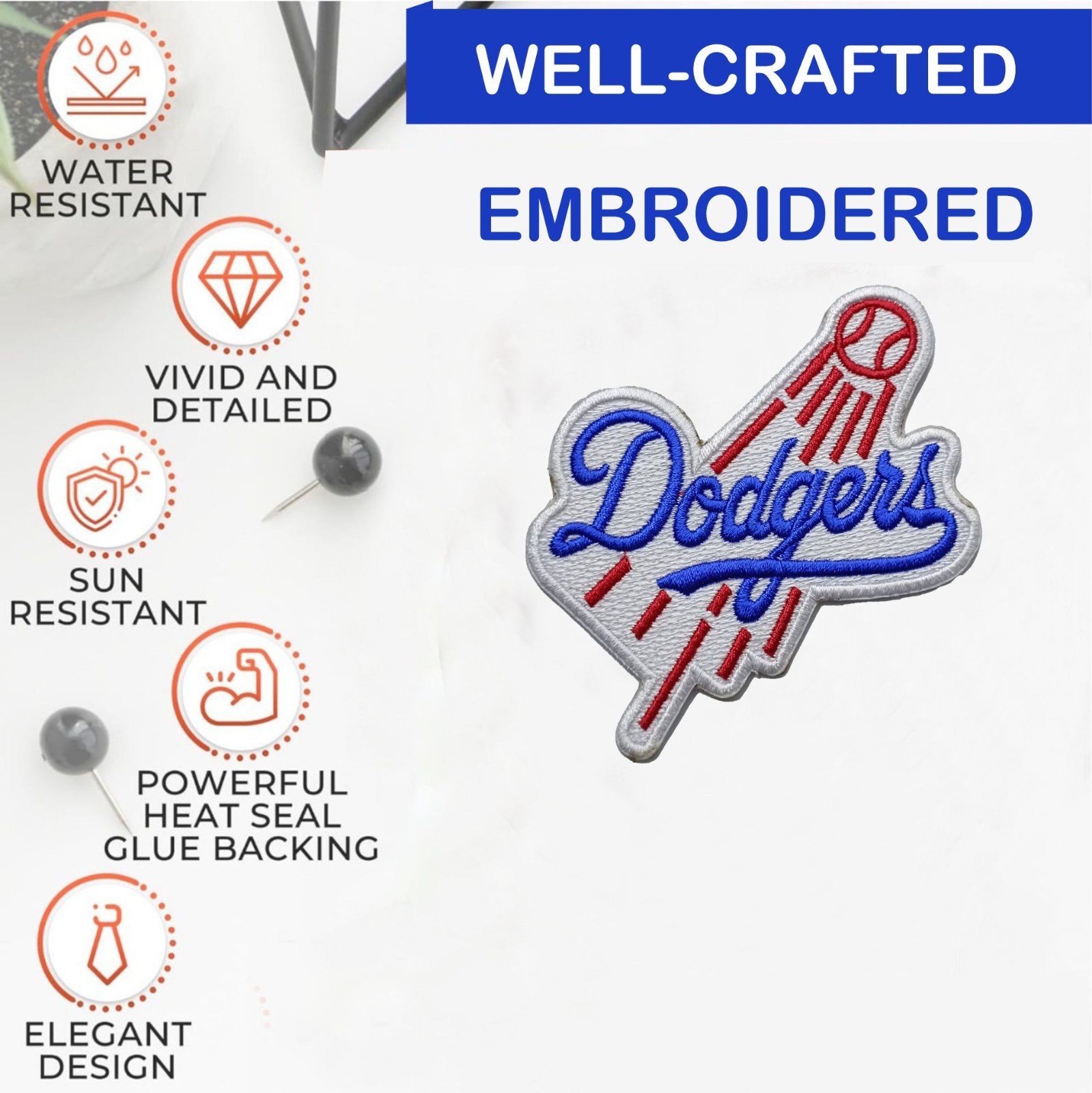 Los Angeles Dodgers Baseball Logo Iron On Patch - Sew Patch - Embroidered Patch