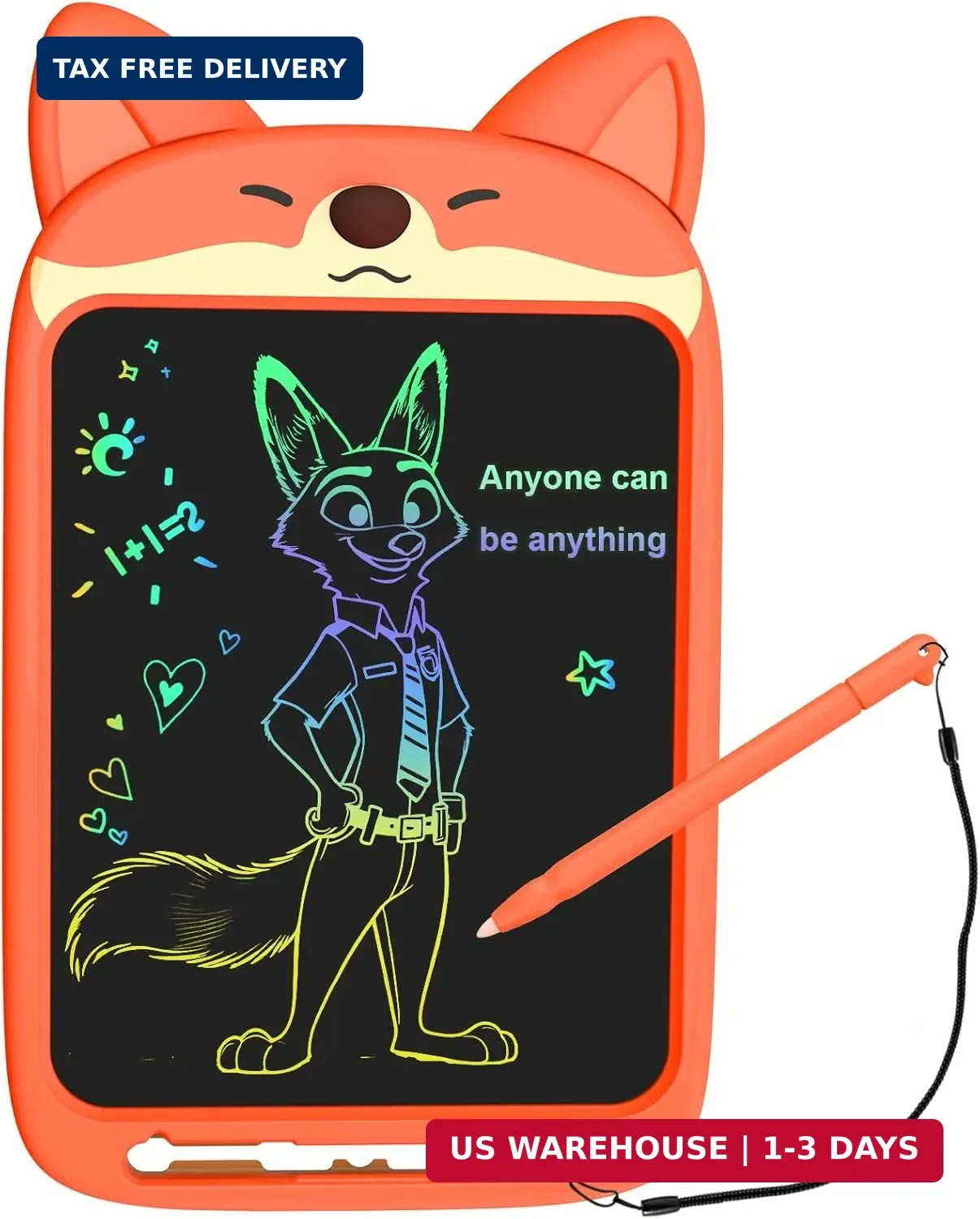 LCD Writing Tablet 10 Inch, Doodle Board Toy, Cute Fox Drawing Pad for Kids Ages