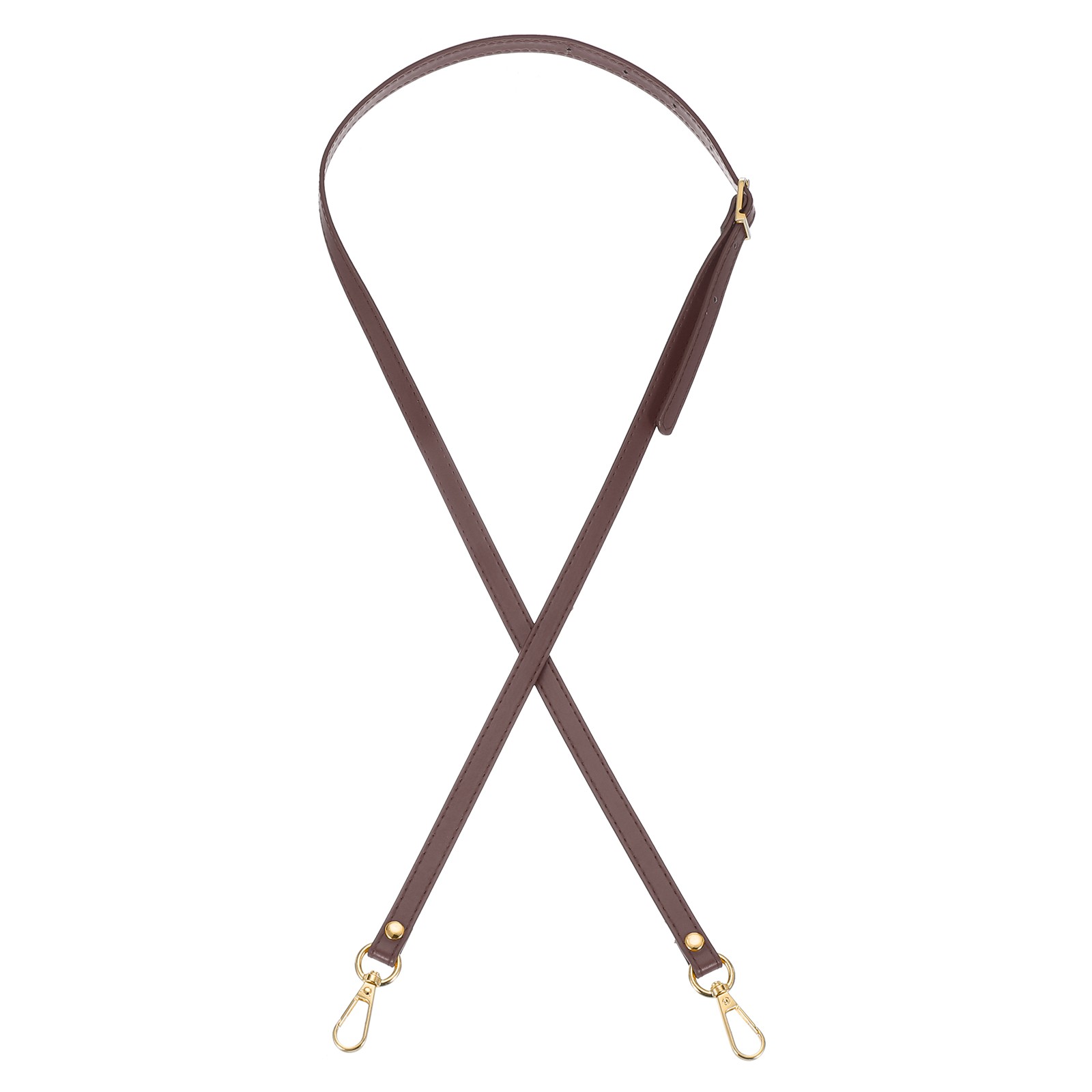 47" Adjustable PU Leather Purse Strap with Gold Hardware Dark Brown