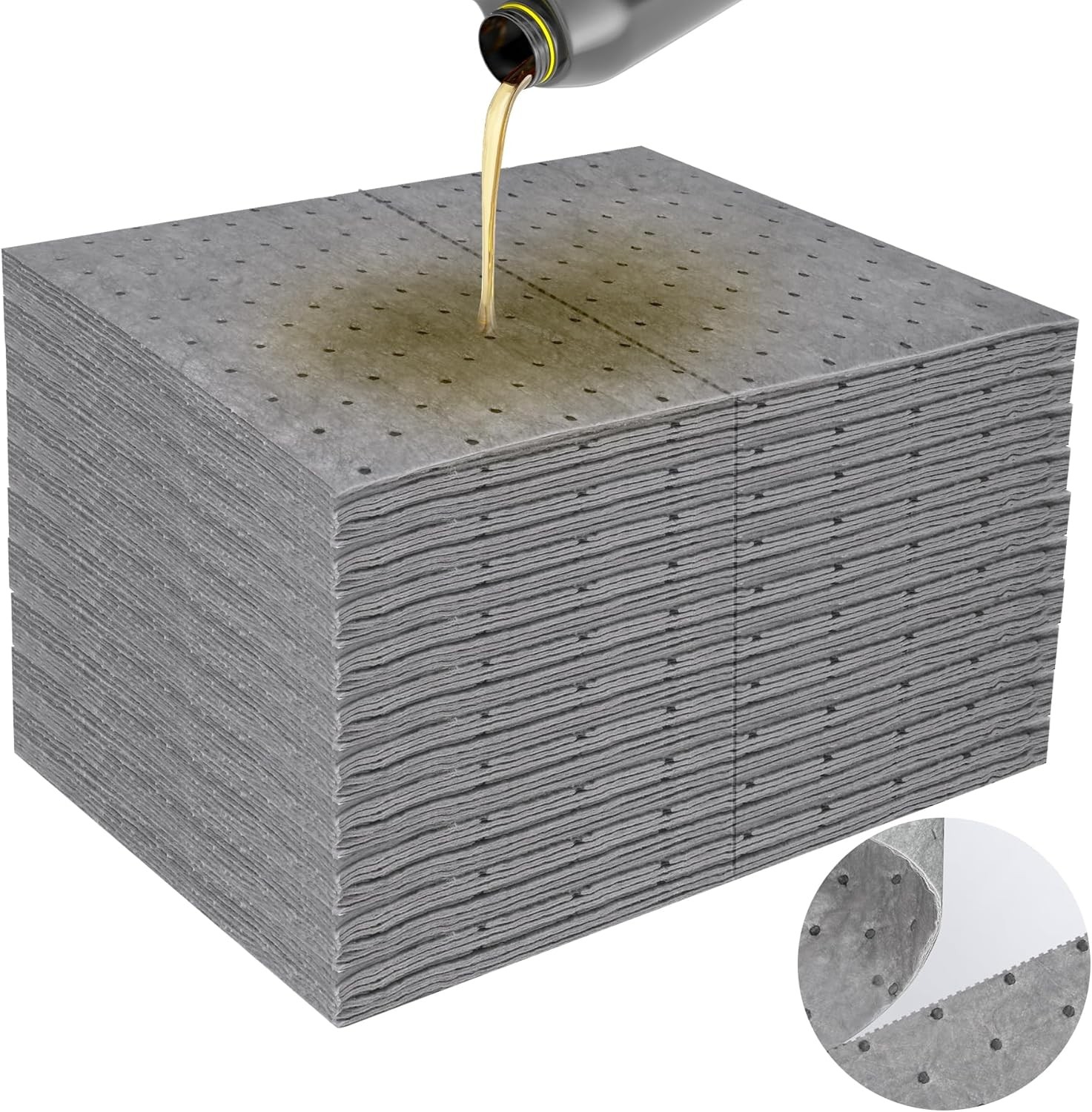 100 Pcs 10x13 Inch Oil Absorbent Pads for Automotive Workshop Spill Control