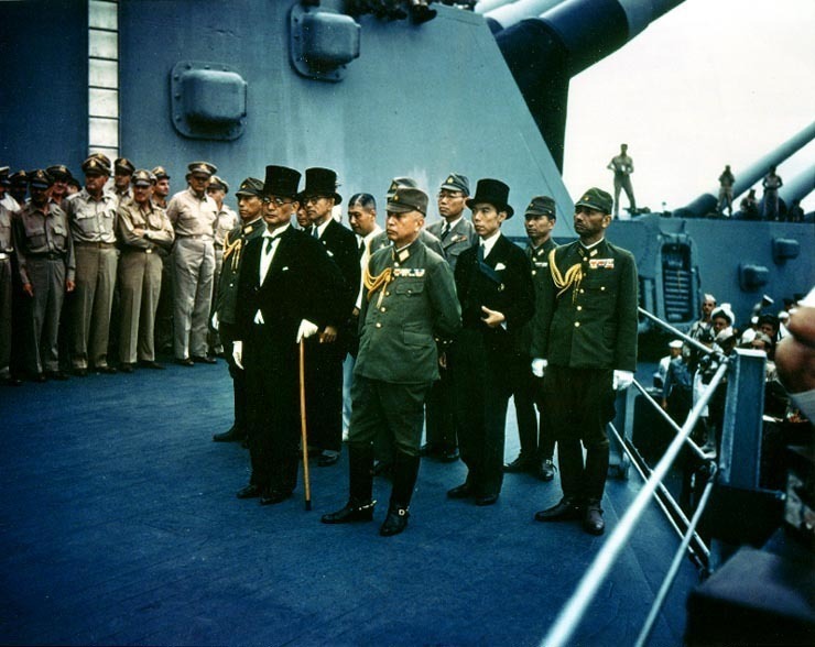 Color Photo Japanese Surrender USS Missouri  WWII WW2 World War Two Tokyo Bay