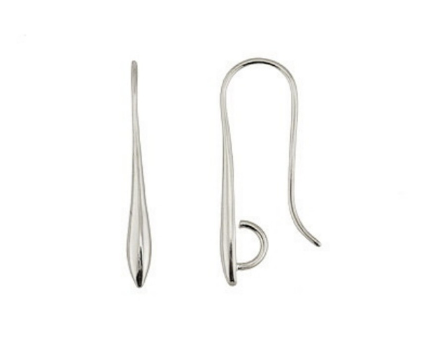 Silver Plated Drip Earwire Pair Earring Blanks & Loop for Charms Dangles Beads