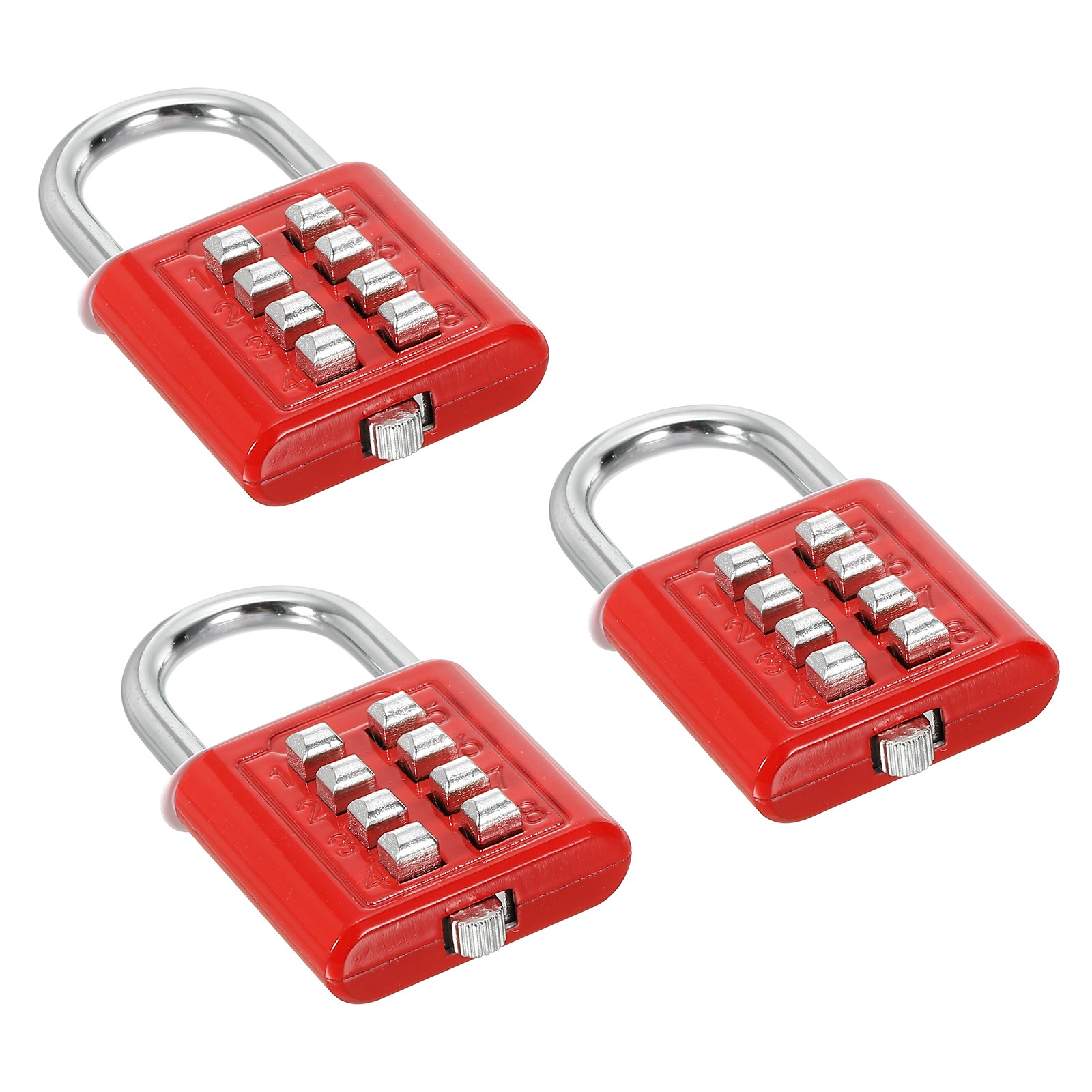 8 Digit Button Combination Padlock 3pack 4 Digit Locking Mechanism Lock Red