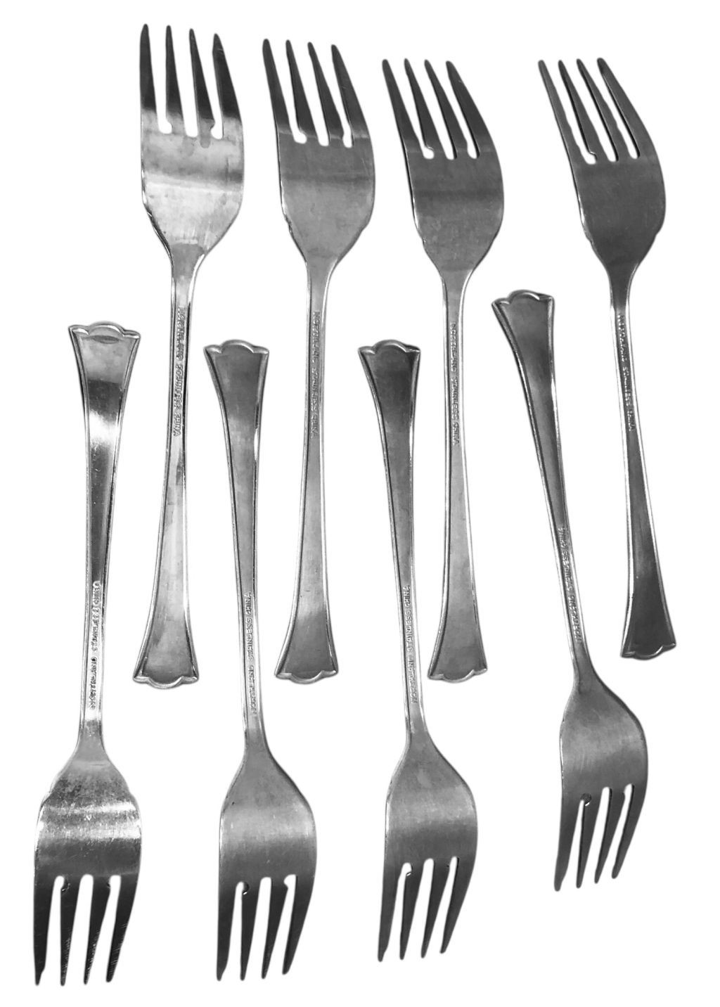 Lot/8 Oneida Northland Salad Forks Gabrielle Pattern Stainless 6 1/2"