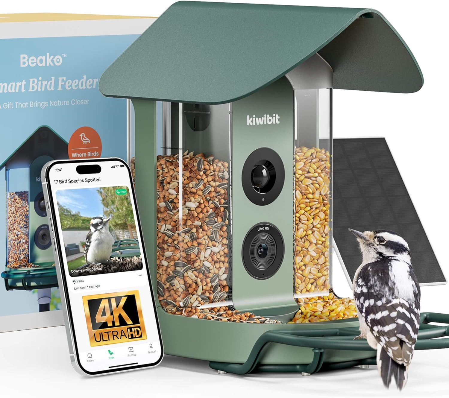 Beako™ Smart Bird Feeder with 4K Camera Solar Powered for Outdoors - Ultra HD Li