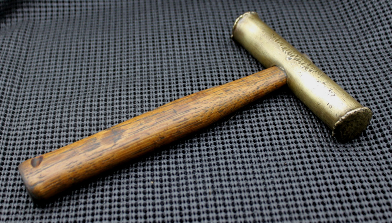 Vintage Brass Hammer Round Head Wood Handle