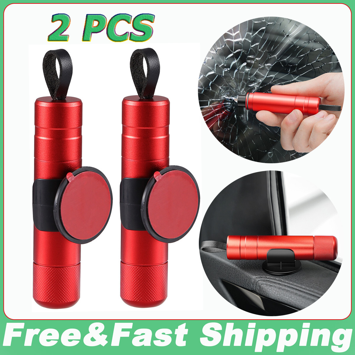 2X Car Safety Hammer Window Glass Breaker Seat Belt Emergency Escape Cutter Tool