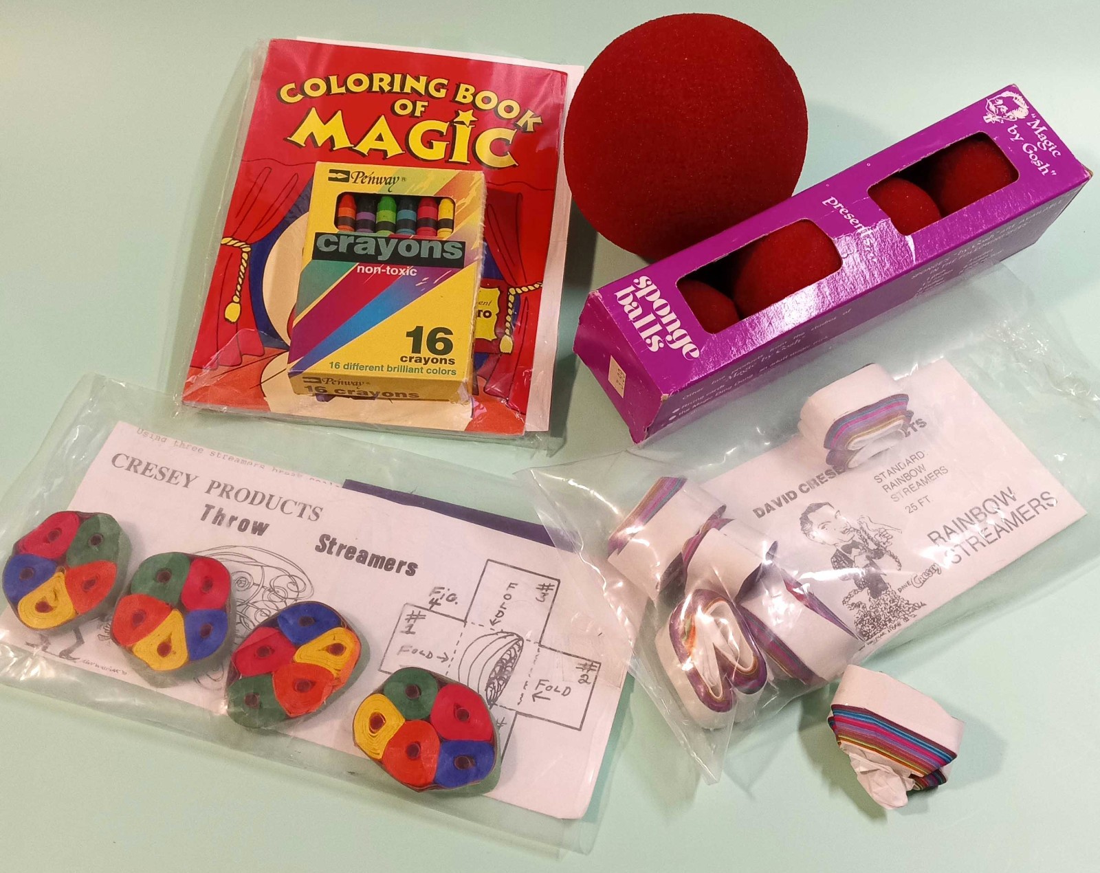 Kid Show Tricks, Sponge Balls, Magic Coloring Book, Streamers, Mouth Coils
