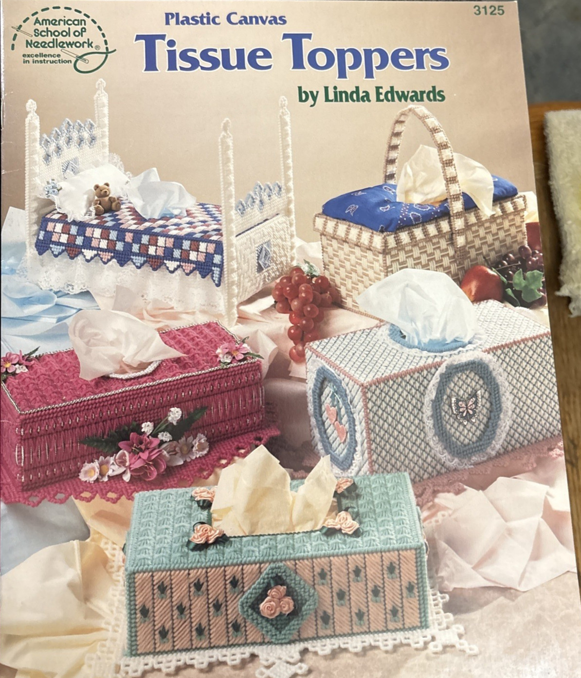 Vtg Rare Plastic Canvas Tissue Toppers 1993 Needlepoint Pattern Bk #3125