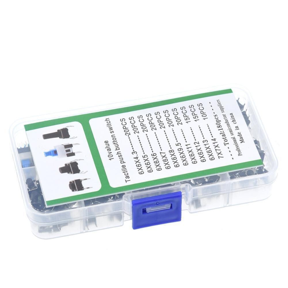 Push Button Tactile Switch Kit 180 Pieces Boxed for Electronic Equipment Repair