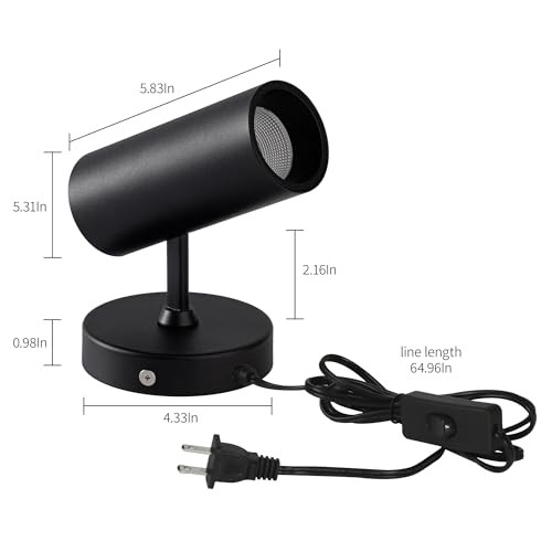 Aisilan Plug in Spotlight with On/Off Switch - Uplight Spotlight Black-Plug