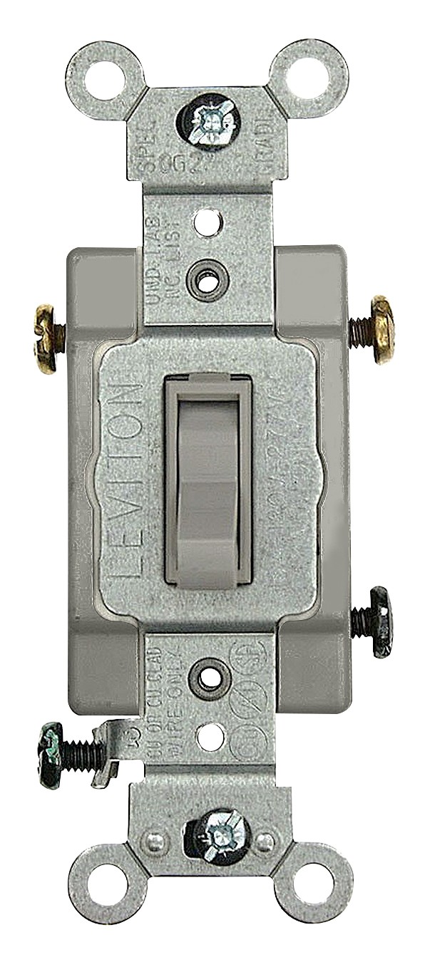 Leviton 022-54501-2GY Gray 15A 120/277V Commercial Grade AC Quiet Toggle Switch