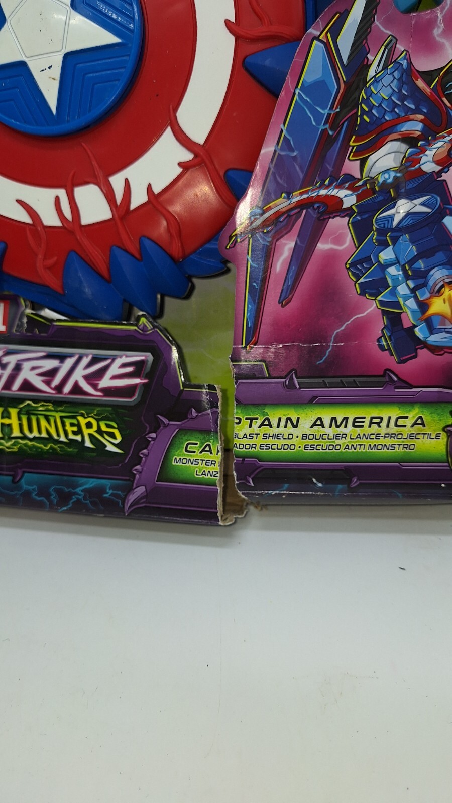 Marvel Mech Strike Monster NERF Captain America Monster Blast Shield Box Dmg #j1