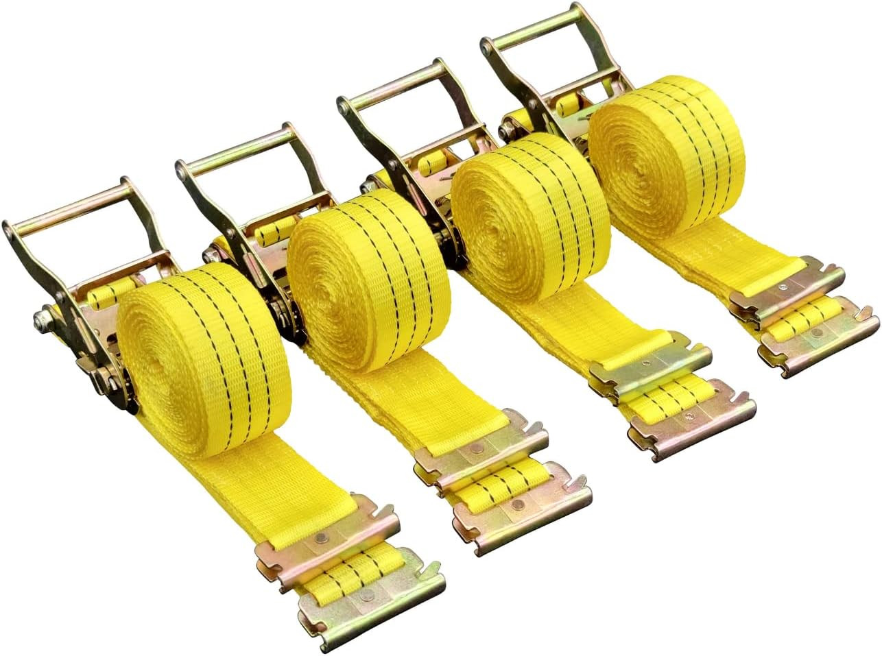 E-Track Ratchet Tie down Straps, 2 in X 15 Ft, 4,400 Lb Breaking Strength, 4-Pac