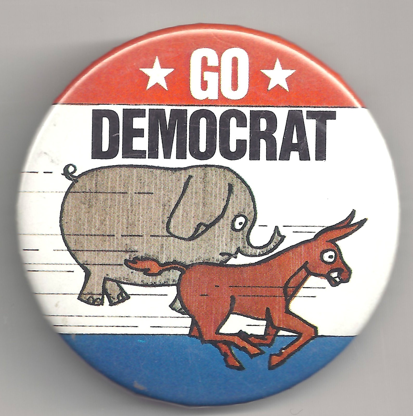 GO Democrat Donkey Racing Republican Elephant Pin