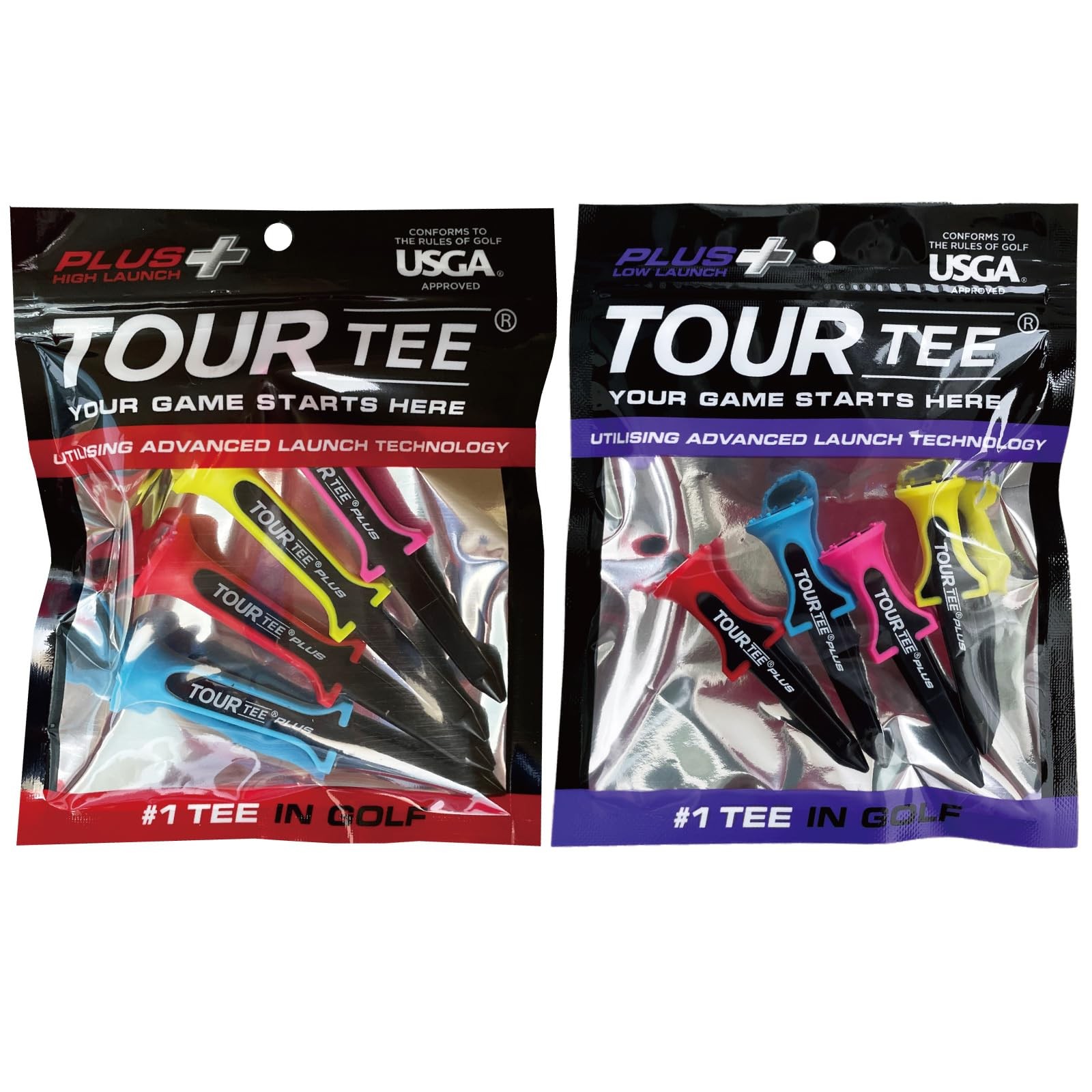 Tour Tee Plus Golf Tee 4 Pack Long Short