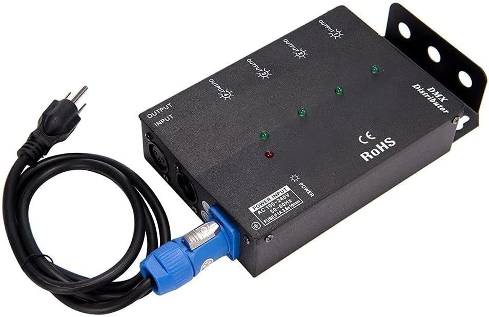 4-Way DMX Splitter Amplifier - Save Cable and Setup Time