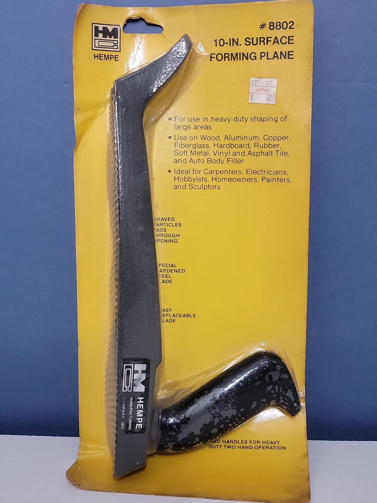 NOS HEMPE 10'' Surface Forming Plane #8802 for Carpenters use for Wood, etc