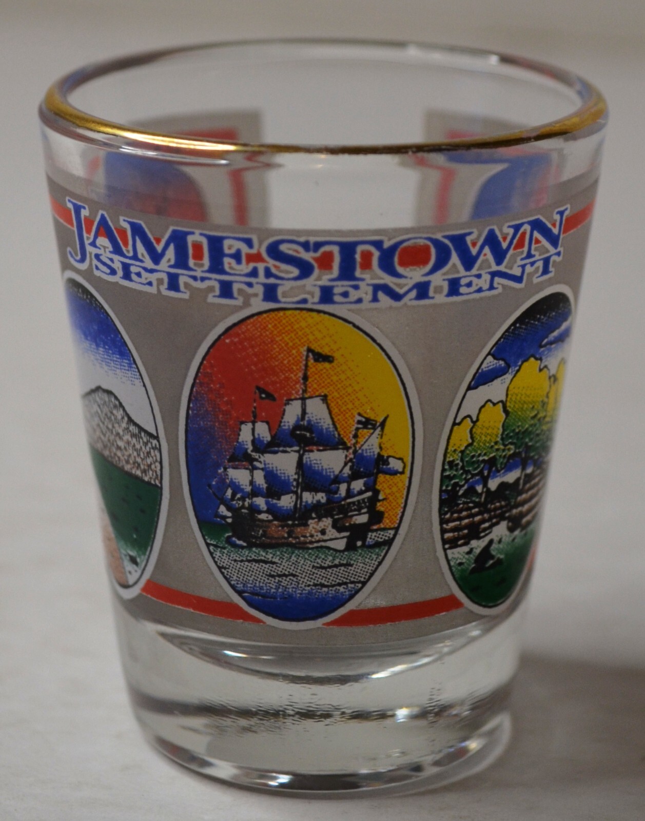 JAMESTOWN SETTLEMENT SHIPS SHOT GLASS