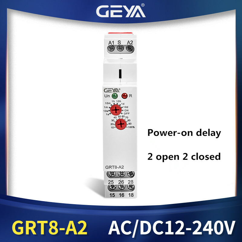 GRT8-A2 power-on delay 0.1S-10D time relay 12-240V wide voltage 35MM rail