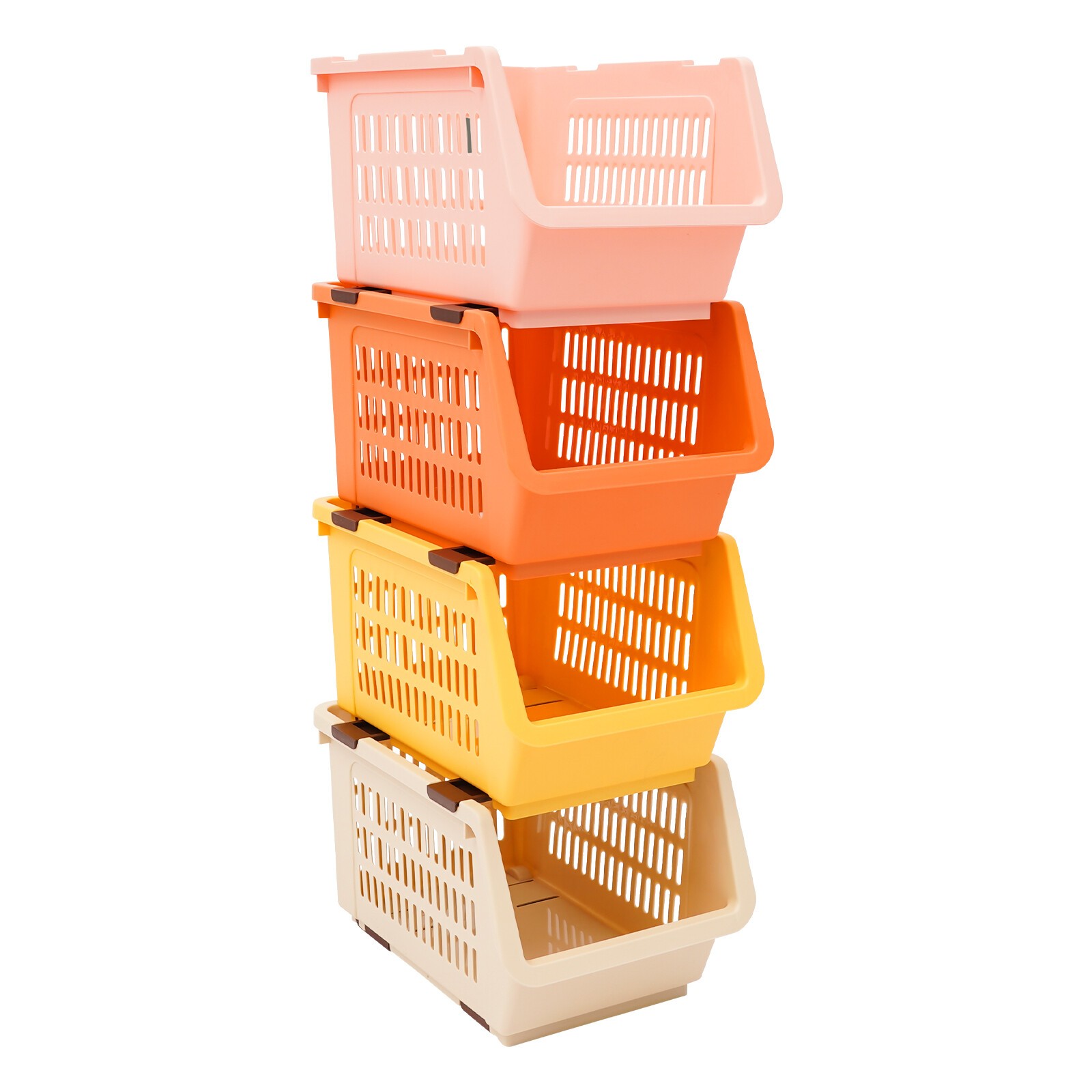 4 PCS Stacking Storage Baskets, Stackable Organizer Baskets, Storage Bins