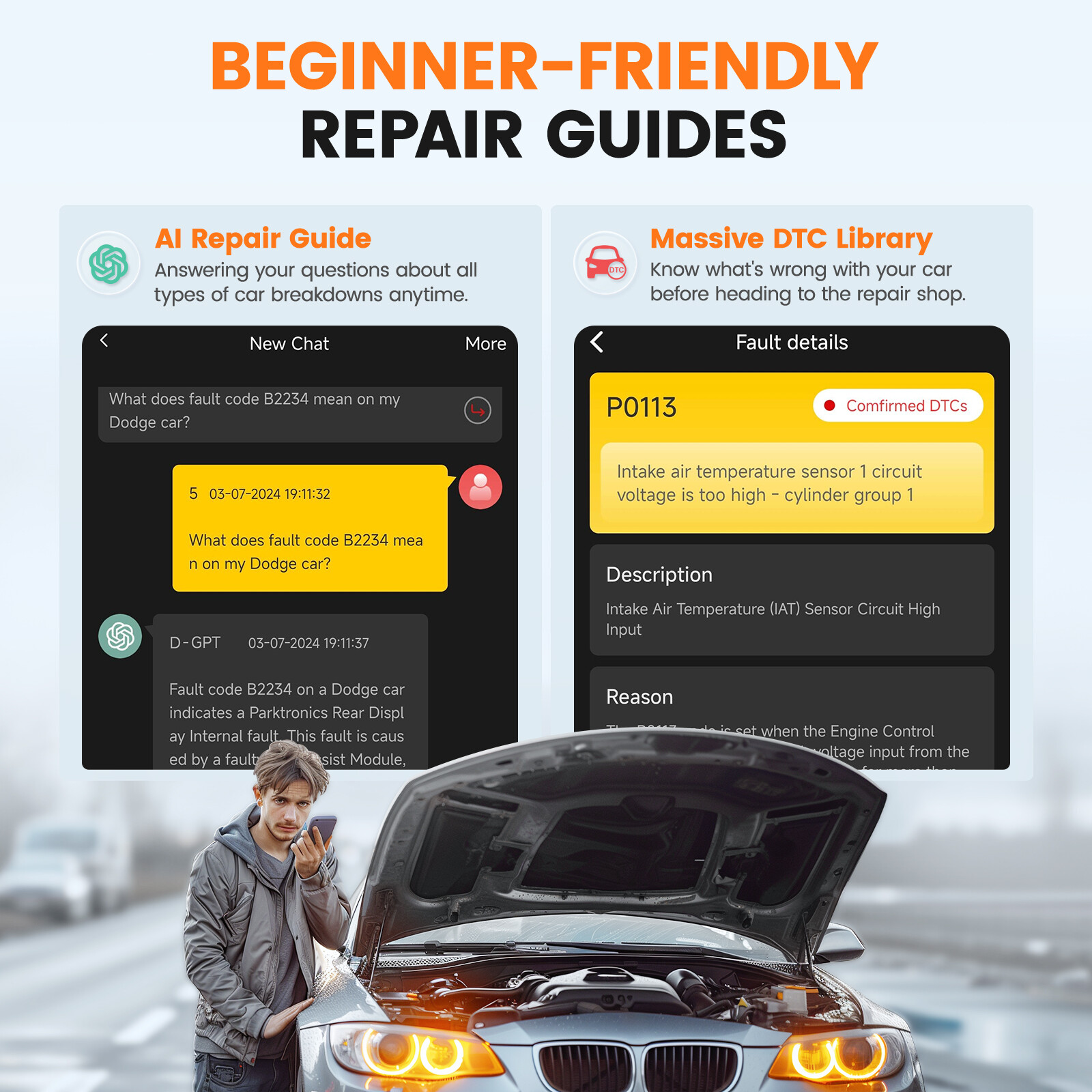 ANCEL Echo OBD2 Car Scanner Bluetooth All System Bidirectional Oil EPB Reset