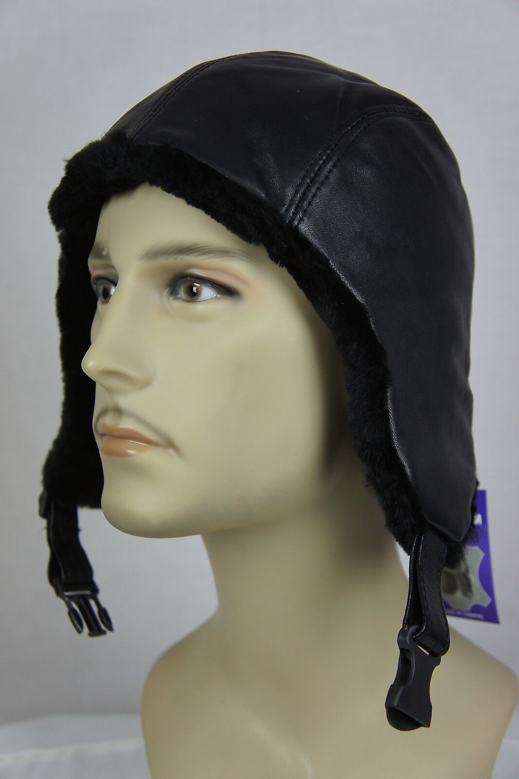 100% Real Leather Sheepskin Fur Helmet Biker Motorcycle Aviator Trapper M-3XL