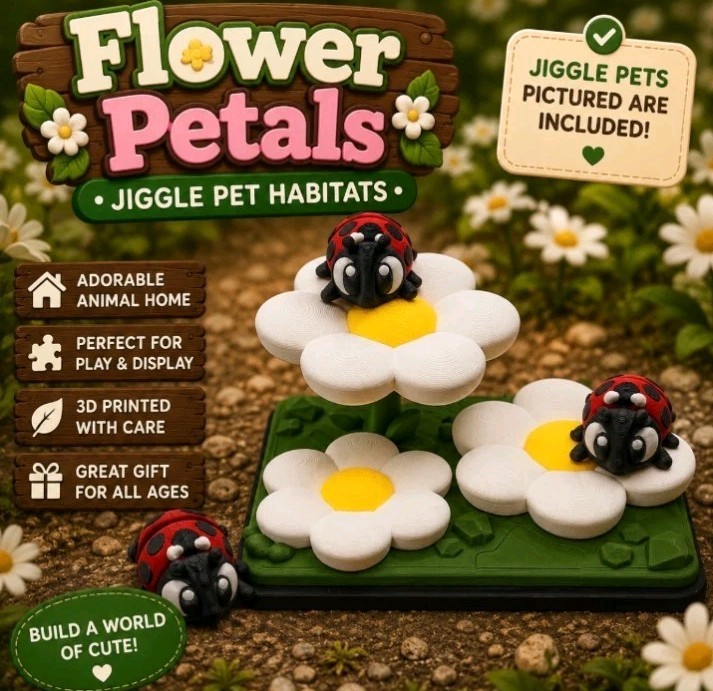 Jiggle Pet  Playset - Ladybug Flower Petal Garden