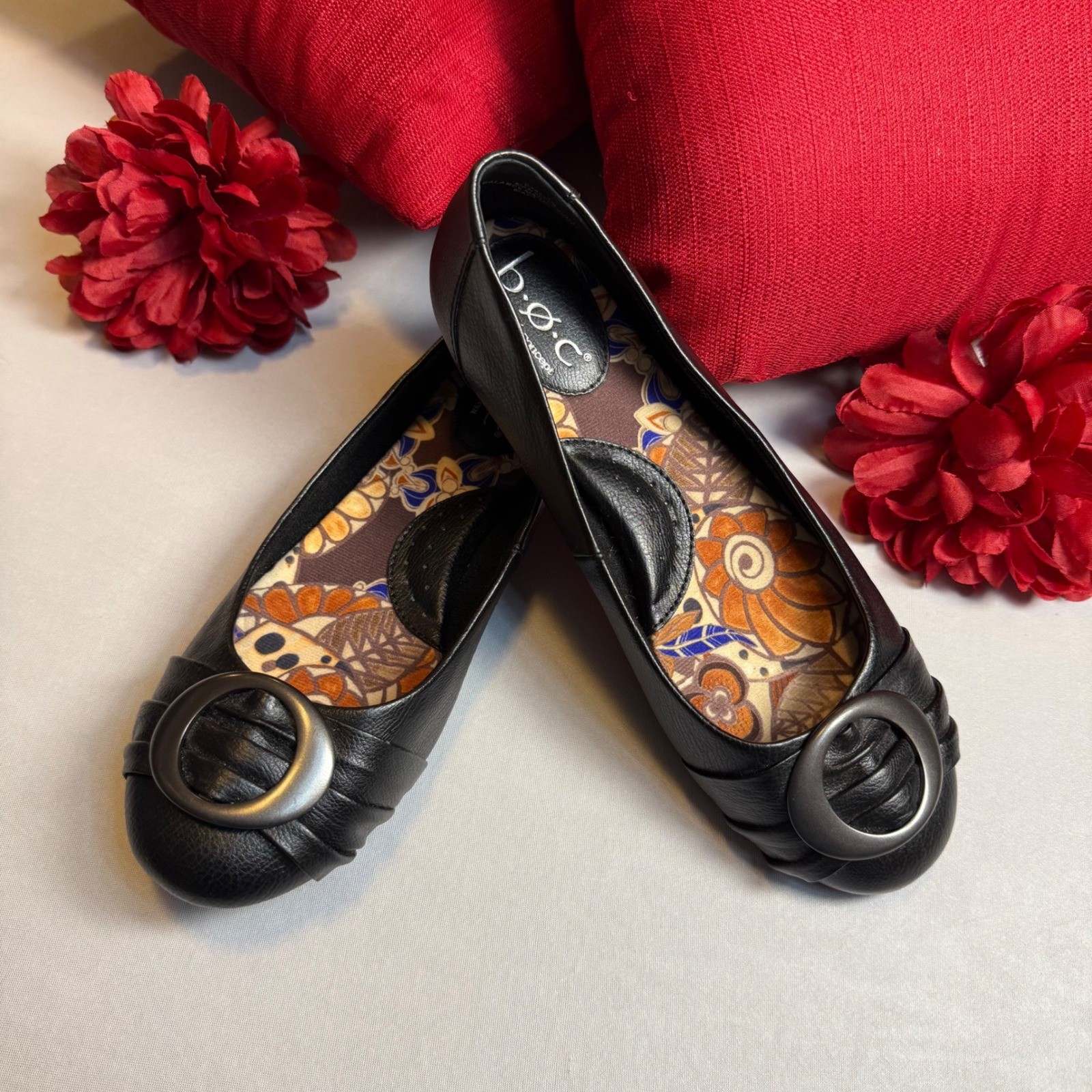 b.o.c. Born Concept Womens Black Ballet Flats Buckle Detail Size 7M C38503