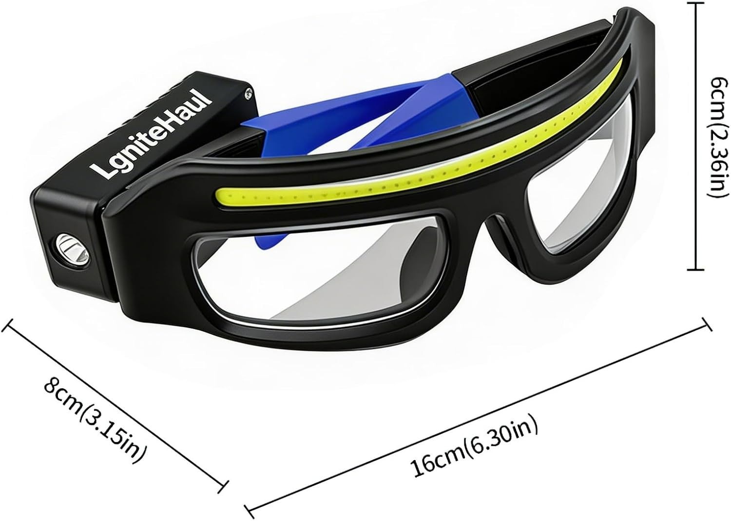 LED Safety Glasses w/ Lights Rechargeable Headlight Touch Control Hands-Free