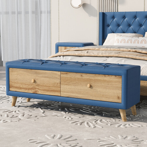 Full Queen Size Bedroom Sets Upholstered Platform Bed Frames Nightstands Bench