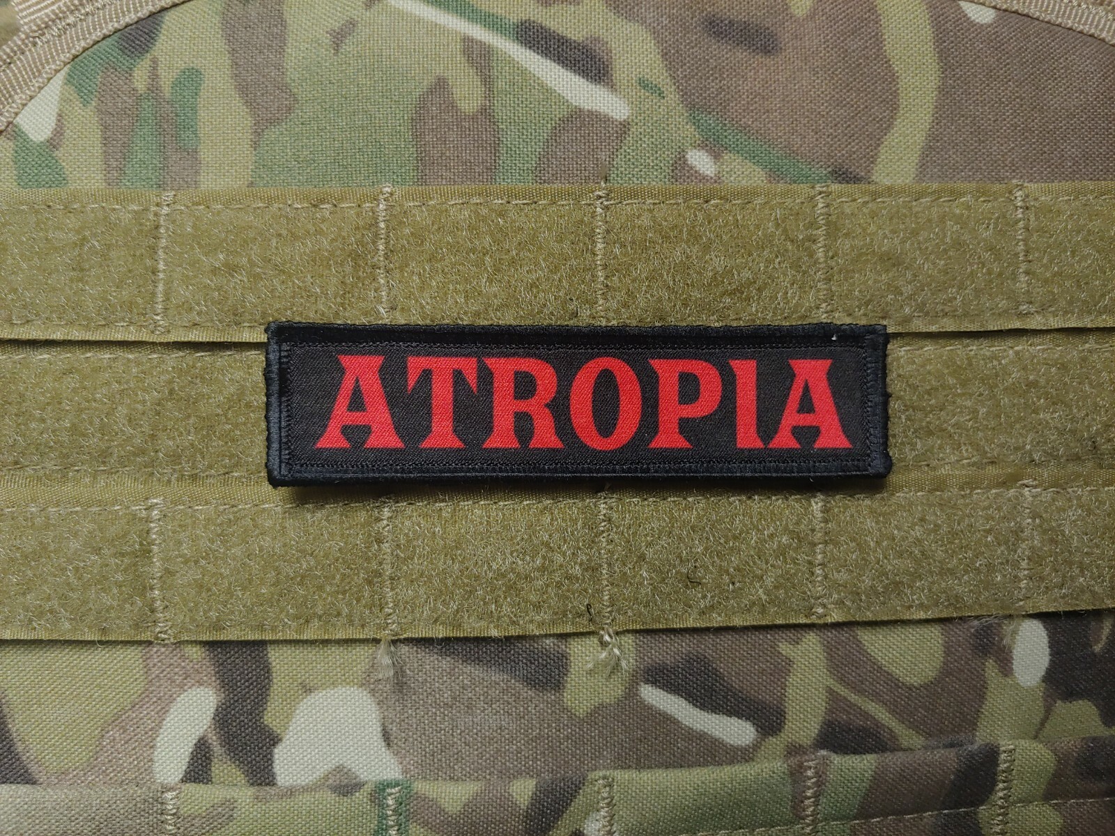 ATROPIA Red Black 1x4 Tactical Hook Military Patch Army Exercise Opfor