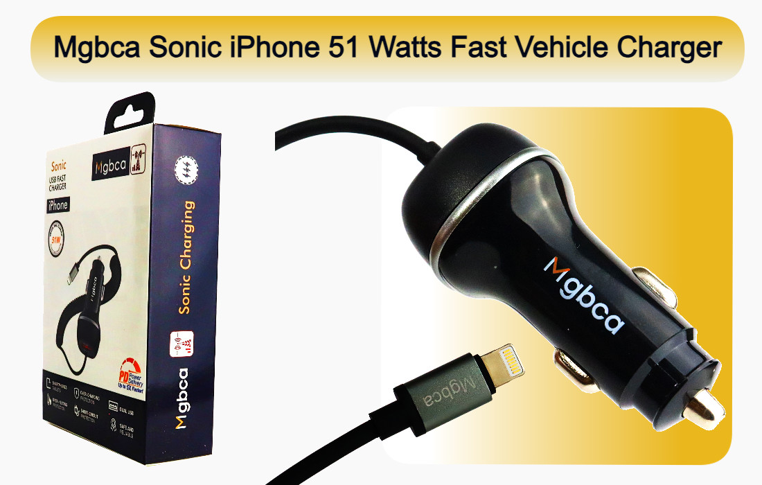 Mgbca Sonic Fast USB-Port Car Charger, Coil, 51w PD 3.0 For IPhone 13/13 Pro Max