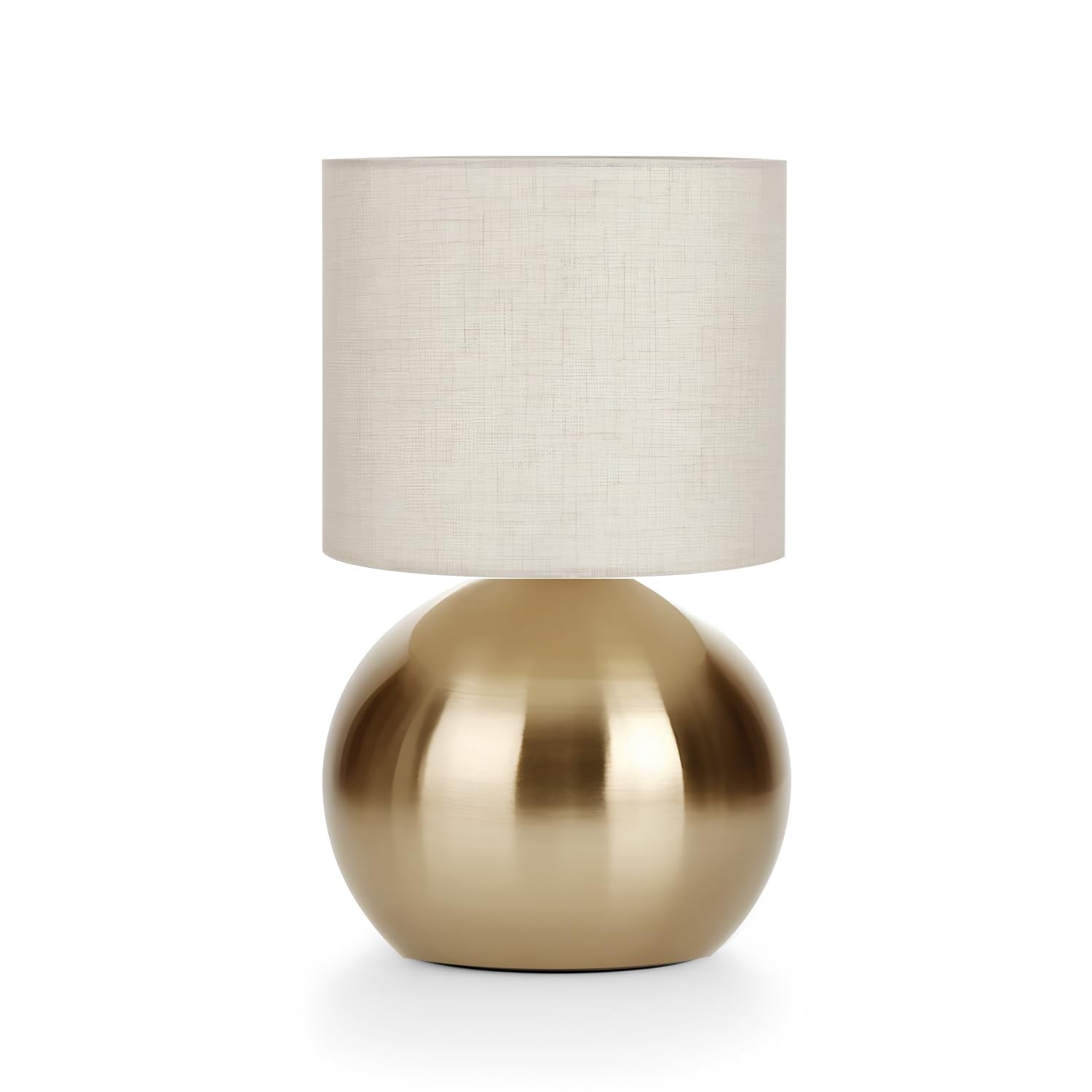 Modern Golden Small Table Lamp with Cotton Linen Shade, 10.4-inch LED Desk Li...