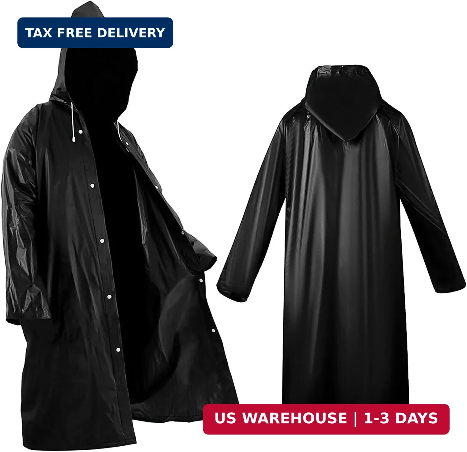 Roctee 2 Pack Portable Rain Ponchos for Adults Reusable, Raincoats for Women Men