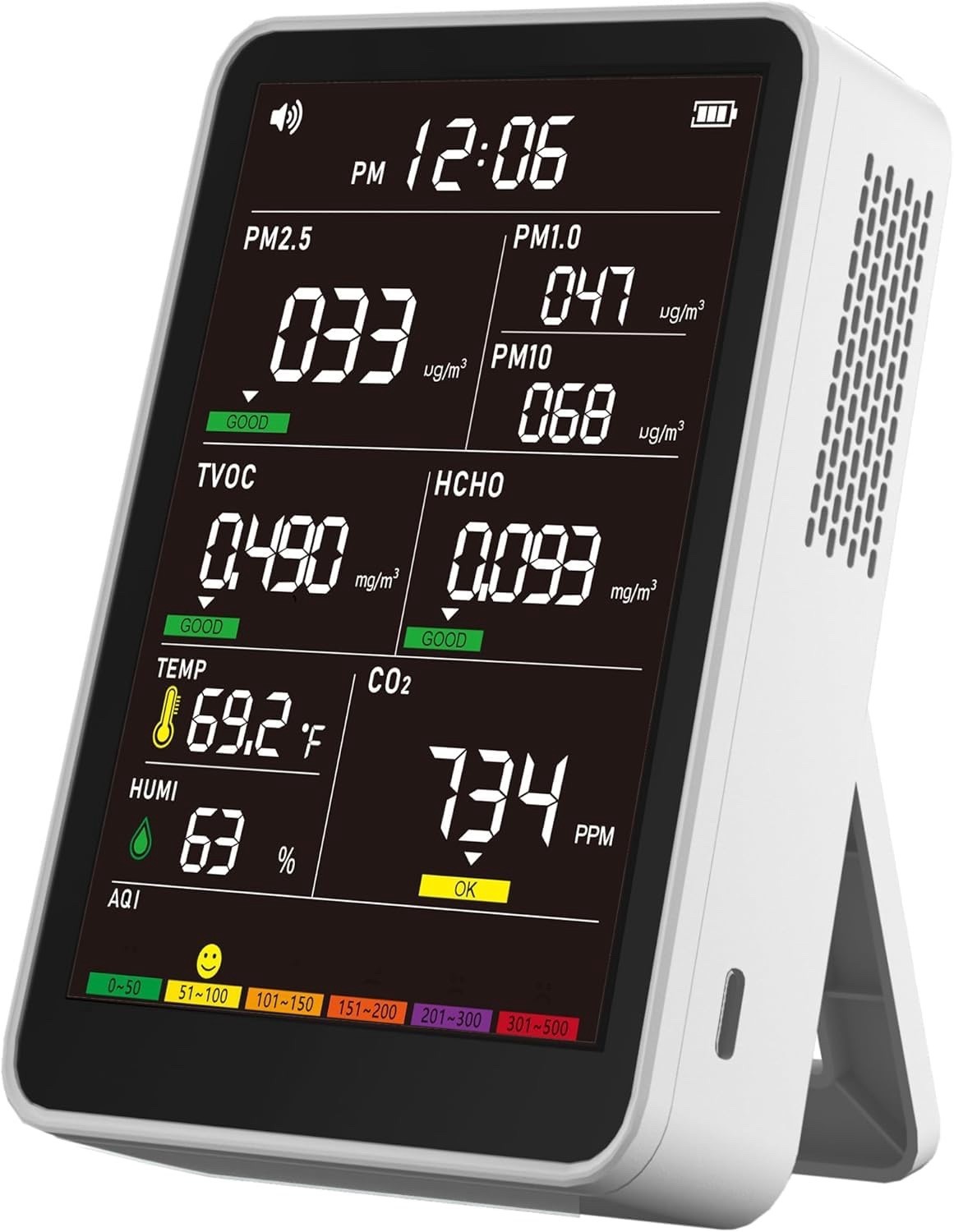 16-in-1 Air Quality Monitor Indoor CO2 PM2.5 PM10 HCHO TVOC Detector AirWhisper