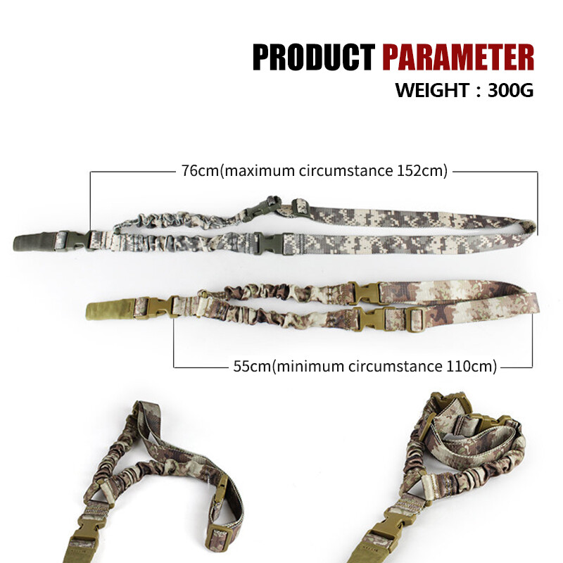 WST Tactical Single Point Sling Bungee Adjustable Quick Hook Rifle Sling Hunting