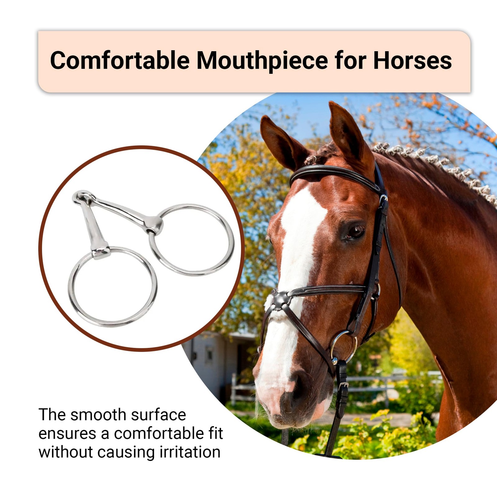 Loose Ring Snaffle Bit for Horses - Iron Training Bit for Sensitive Riders, 5"