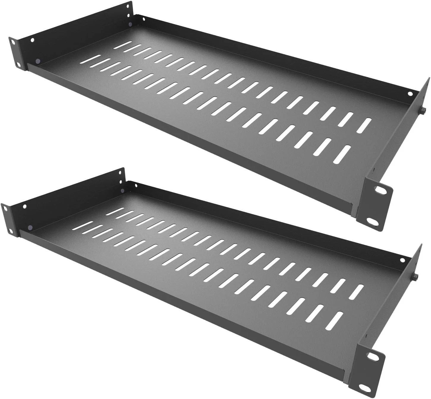 2 Pack 1U Vented Cantilever Shelf 8" 19" Rack Mount