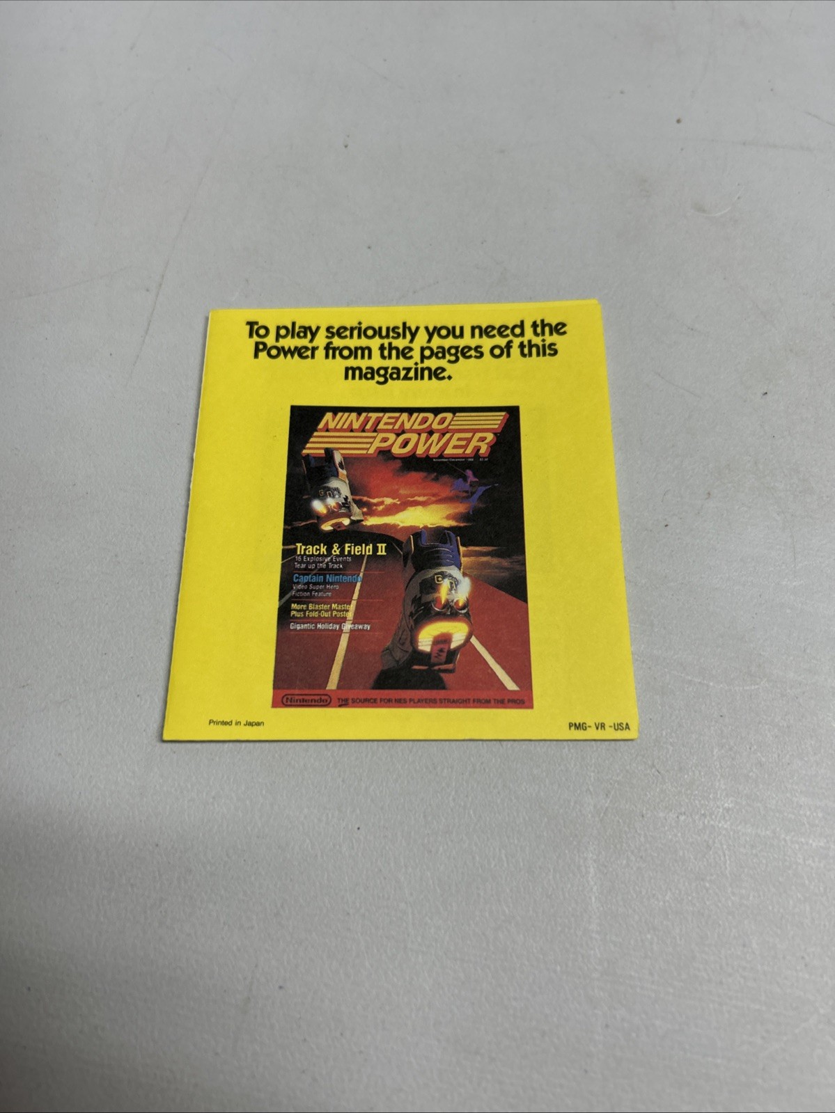 Nintendo Power Magazine NES Promo Yellow Insert Track & Field II Version