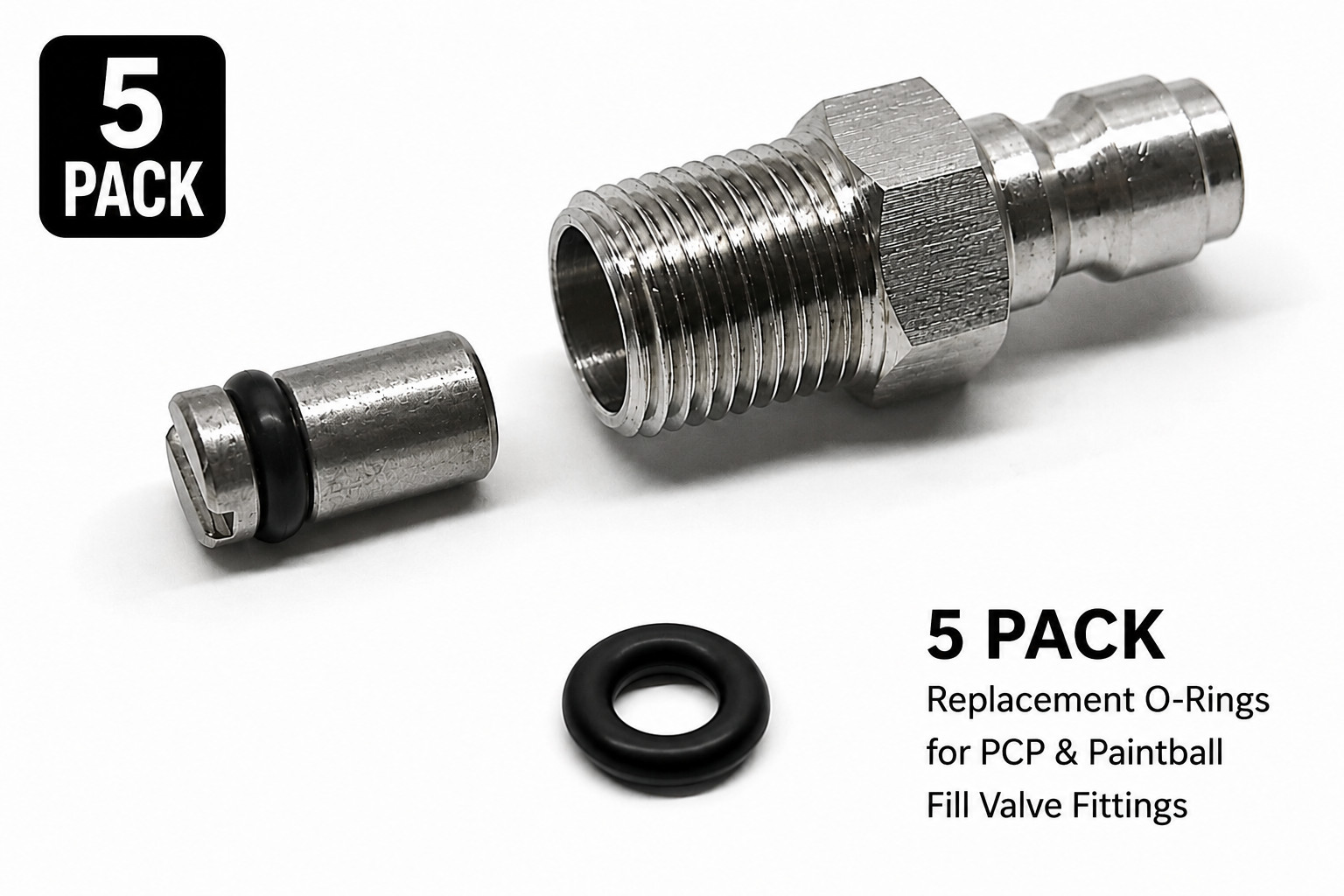 PCP Airgun & Paintball Fill Valve O-Rings – 5 Pack Emergency Spare Seal Kit