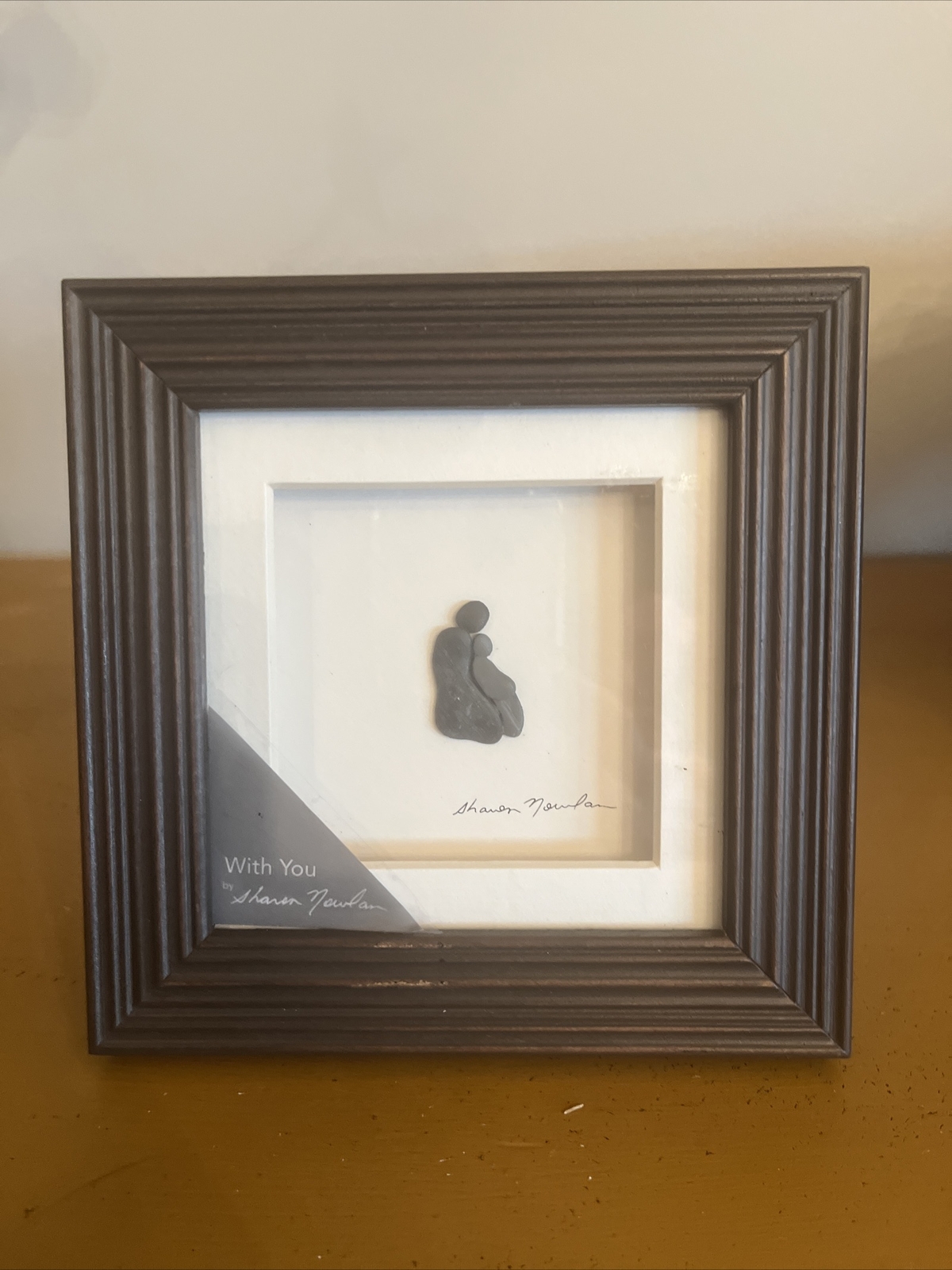 Sharon Nowlan Framed Pebble Sea Glass Art “ With You” 6 x 6